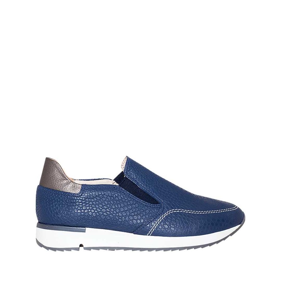 Shoes Bon-Bonite | Deep Blue Laceless Tennis Shoes In Leather.