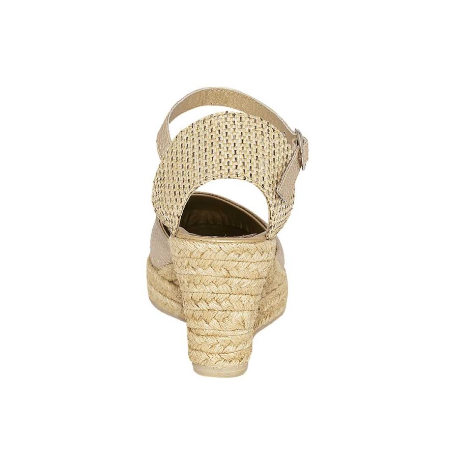 Shoes Bon-Bonite | Espadrille With Italian Gold Color Cradle In Engraved Leather