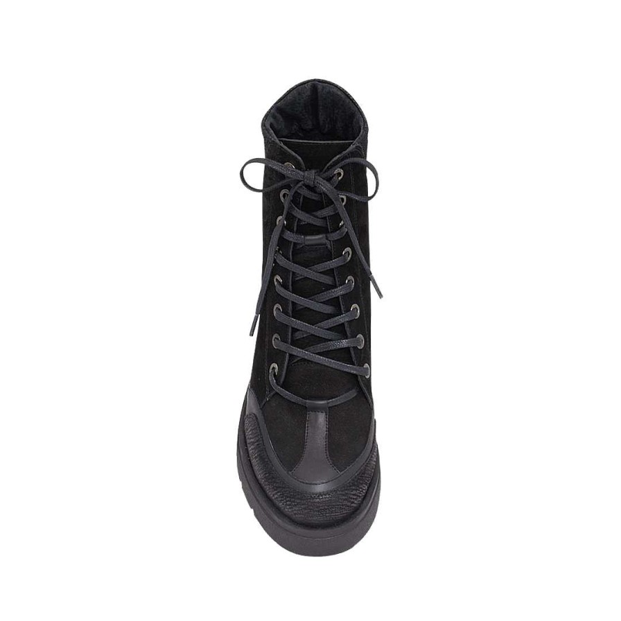 Shoes Bon-Bonite | Black Onix Track Boots In Leather Mix