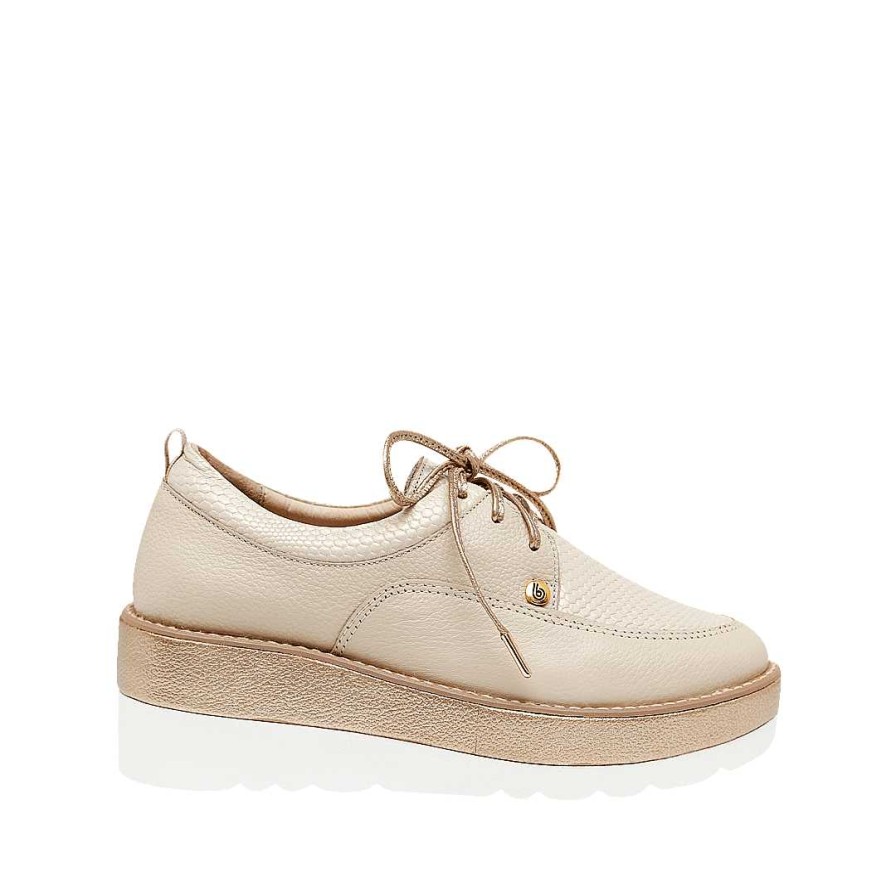 Shoes Bon-Bonite | Sand White Leather Tie Shoe