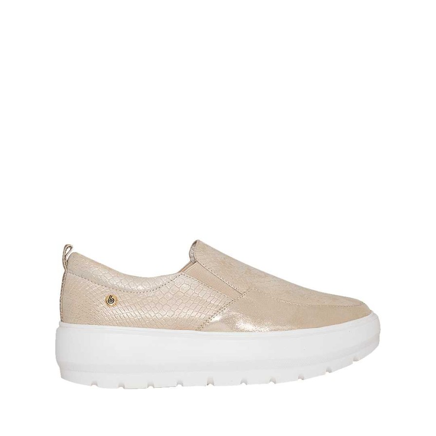 Shoes Bon-Bonite | New Gold Color Elastic Tennis Shoes In Leather.