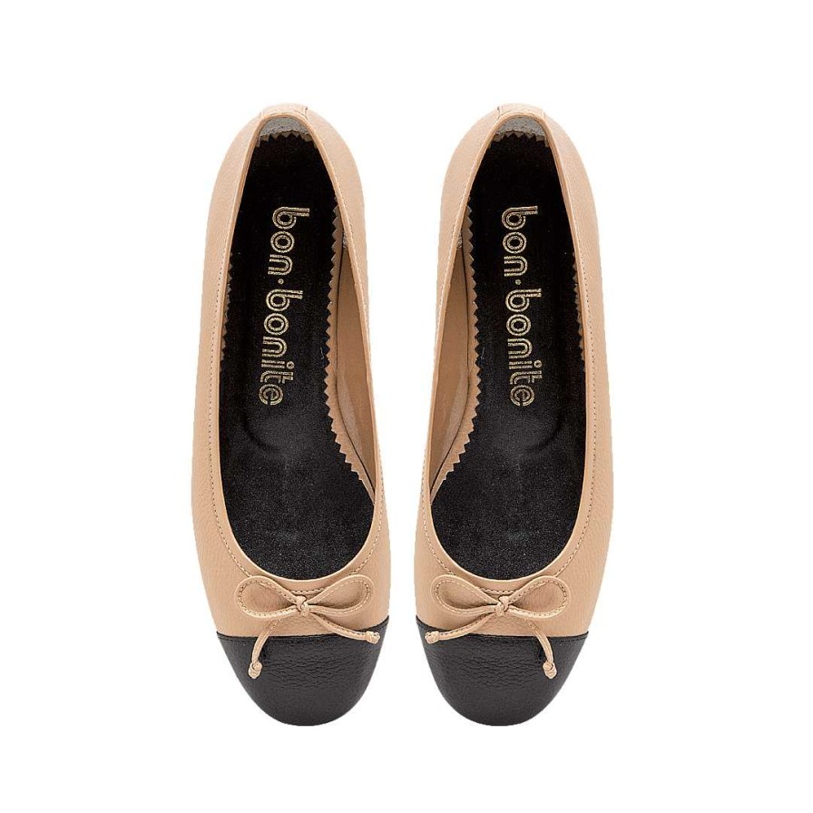 Shoes Bon-Bonite | Capuccino Color Leather Ballet By Black Onyx