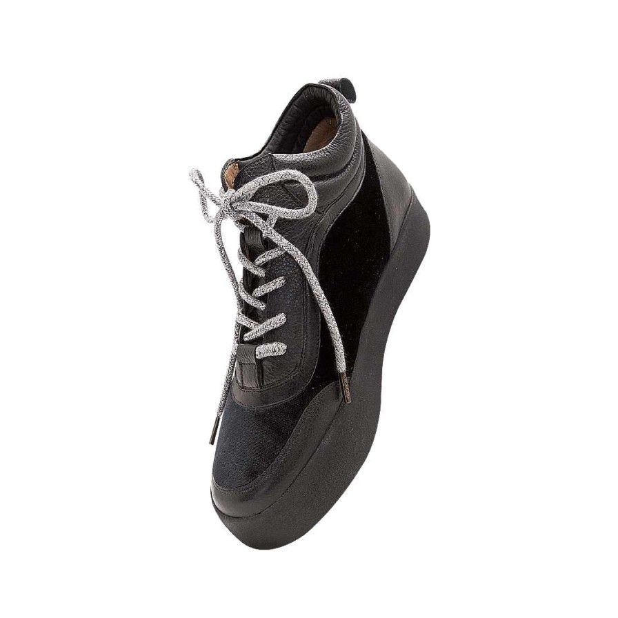 Shoes Bon-Bonite | High-Top Sneakers In Leather And Textile Color Black Onix