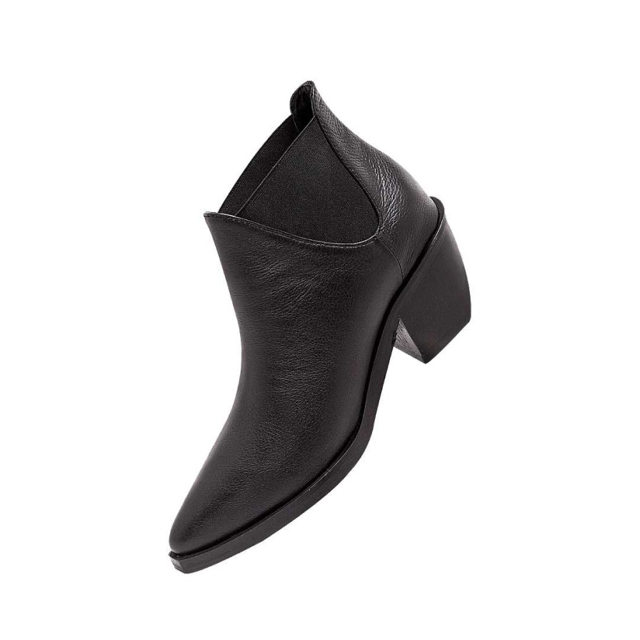 Shoes Bon-Bonite | Black Onyx Leather Ankle Boot