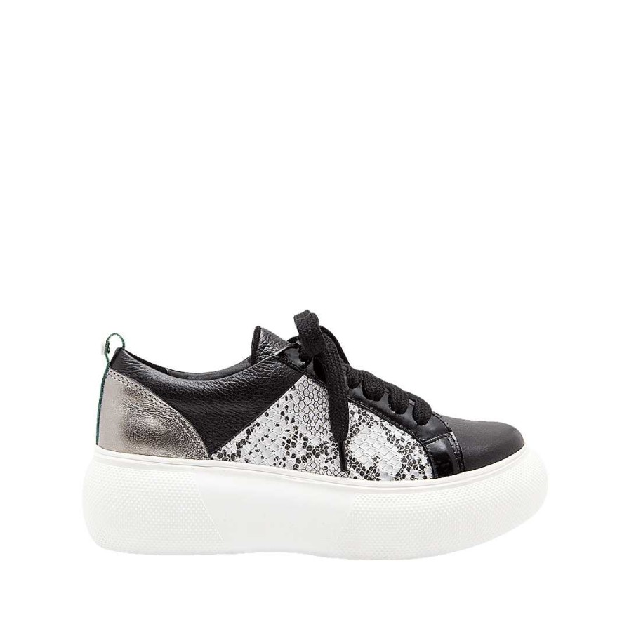 Shoes Bon-Bonite | Onyx Black Leather Tennis Shoes