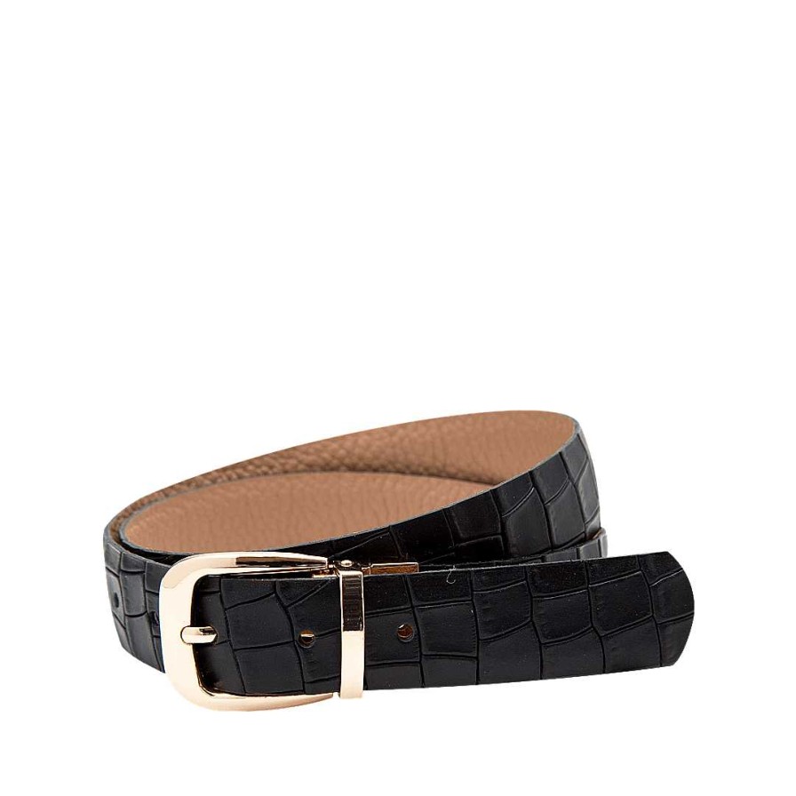 Belts Bon-Bonite | Double Sided Belt In Matte Black Leather By Caramelo