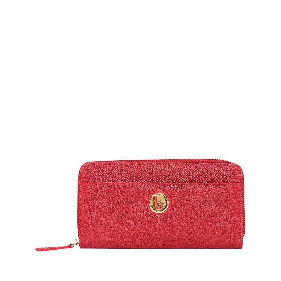 Accessories Bon-Bonite | Intense Red Wallet In Engraved Leather