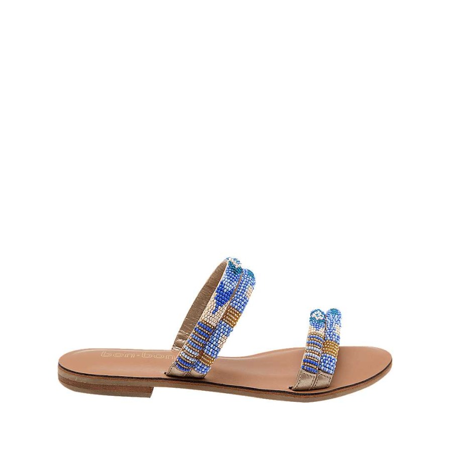 Shoes Bon-Bonite | Blue Leather Mule Sandal