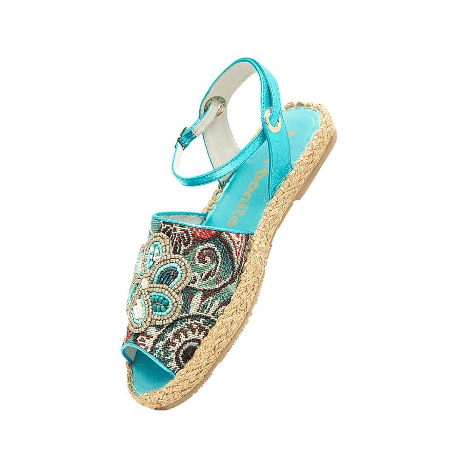 Shoes Bon-Bonite | Turquoise Blue Leather Espadrilles