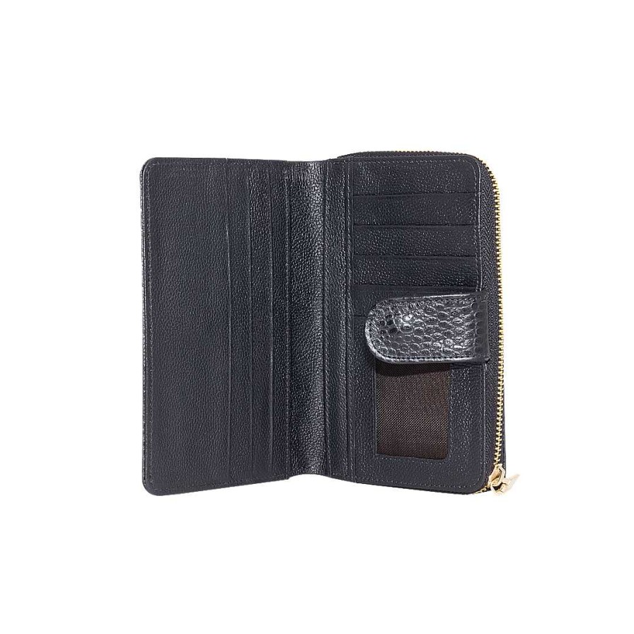 Accessories Bon-Bonite | Black Onyx Wallet In Engraved Leather