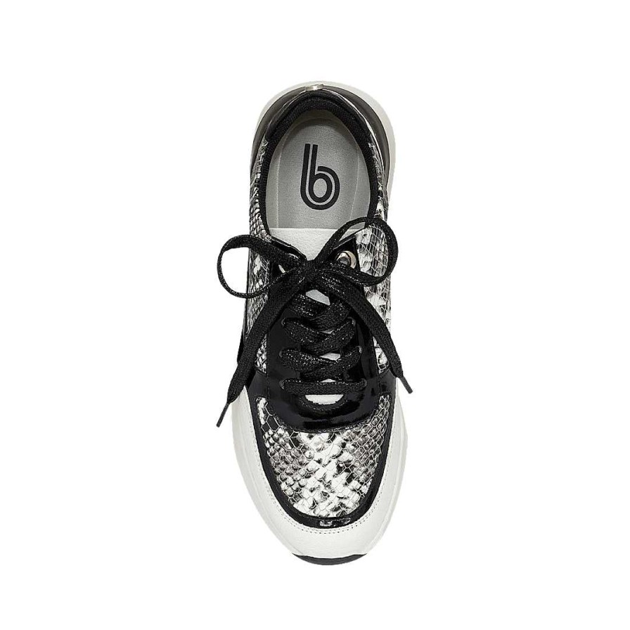 Shoes Bon-Bonite | Black And White Tennis Shoes With Imitation Python Print In Leather. (The Finish Of The Background Is Natural And May Vary Depending On The Skin)