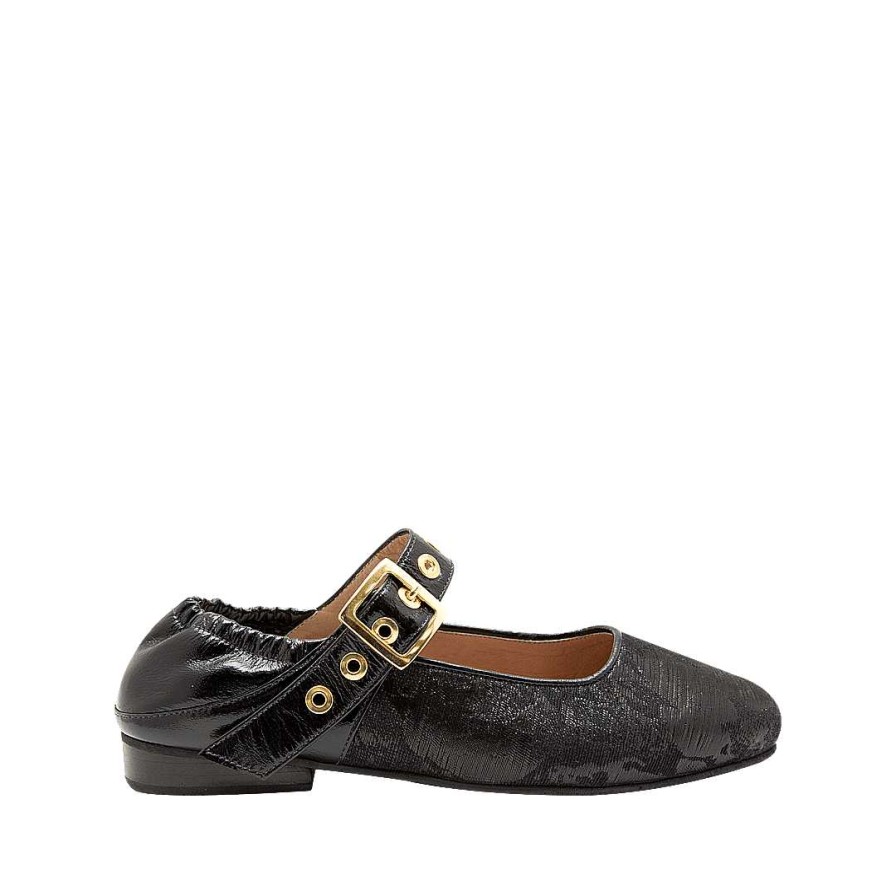 Shoes Bon-Bonite | Baleta In Leather And Textile Color Black Onyx