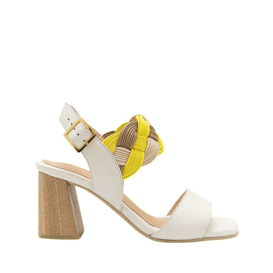 Shoes Bon-Bonite | Cream White Leather Heeled Sandal