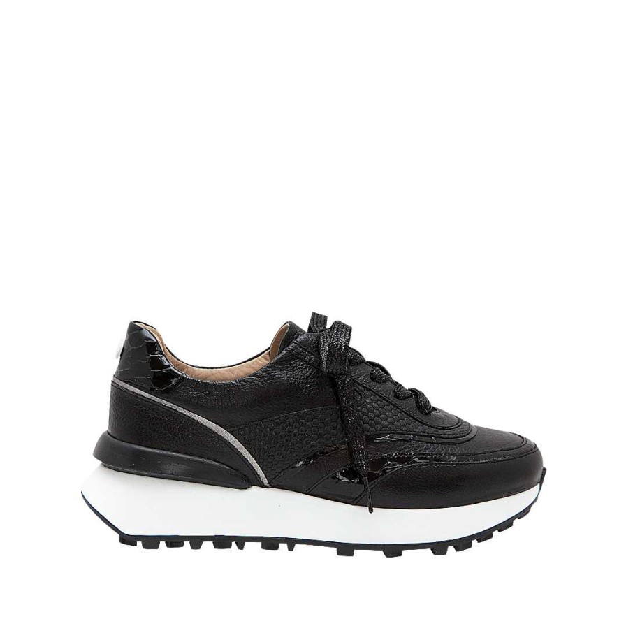 Shoes Bon-Bonite | Onyx Black Leather Tennis Shoes