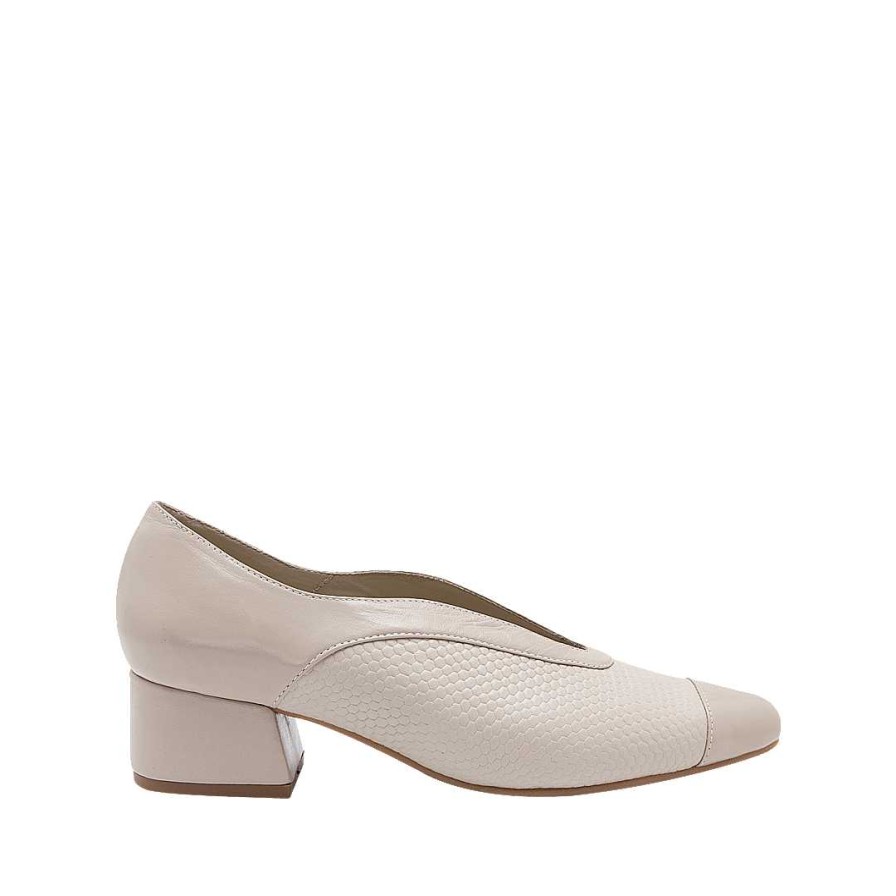 Shoes Bon-Bonite | Sand White Leather Heel