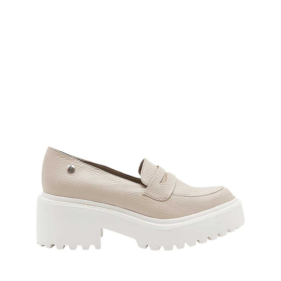 Shoes Bon-Bonite | Sand White Leather Moccasin