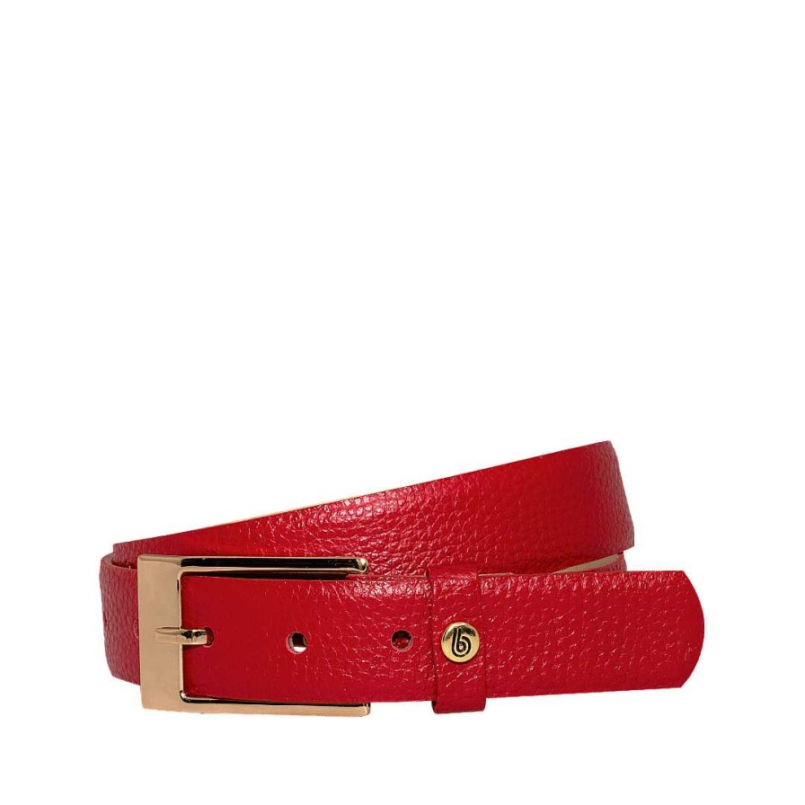 Belts Bon-Bonite | Pimineta Red Belt In Granite Leather