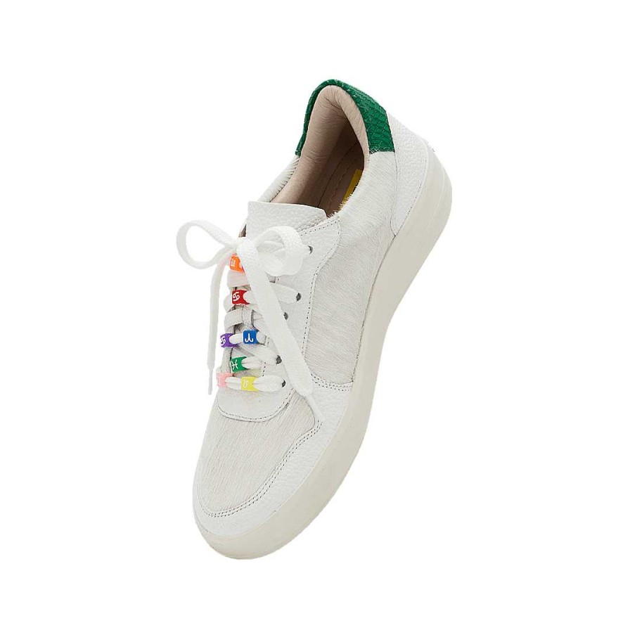 Shoes Bon-Bonite | Pure White Leather And Fur Tennis Shoes