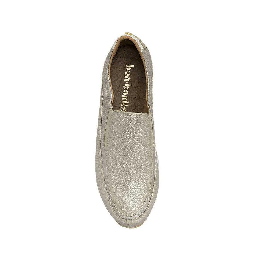 Shoes Bon-Bonite | Tennis Shoes With Platinum Color Elastics In Leather