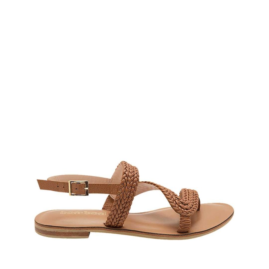 Shoes Bon-Bonite | Three Stitch Sandal In Honey Color Leather