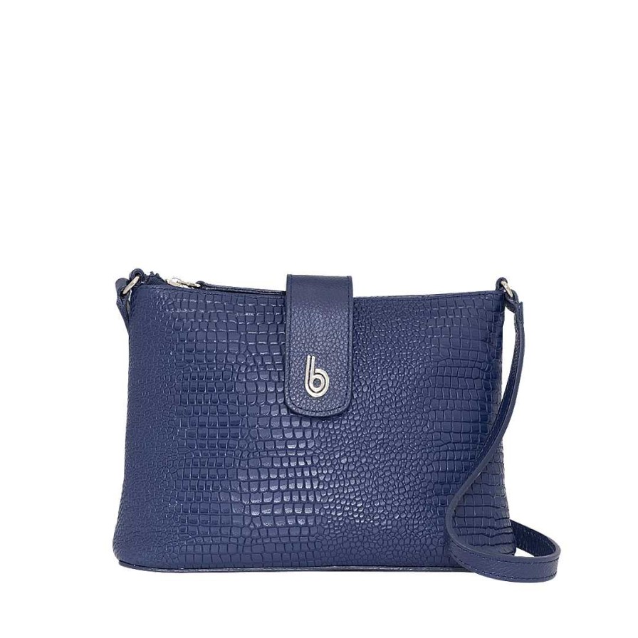 Handbags Bon-Bonite | Deep Blue Hands Free Engraved Leather