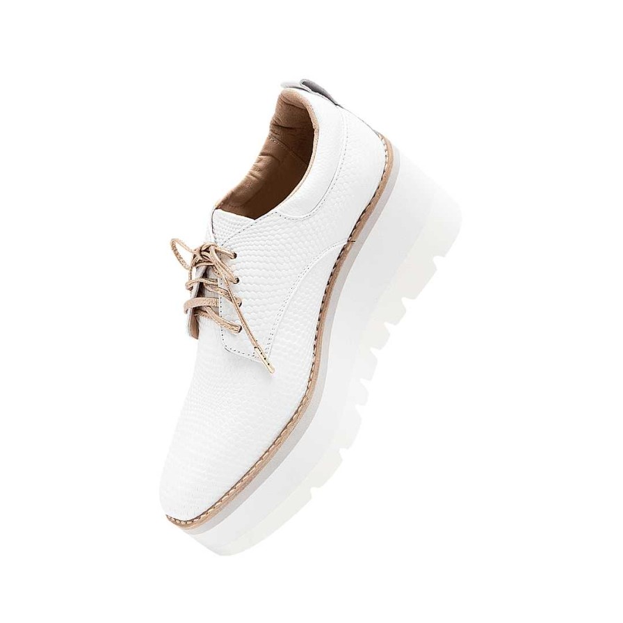 Shoes Bon-Bonite | Pure White Color Binding Shoe In Leather