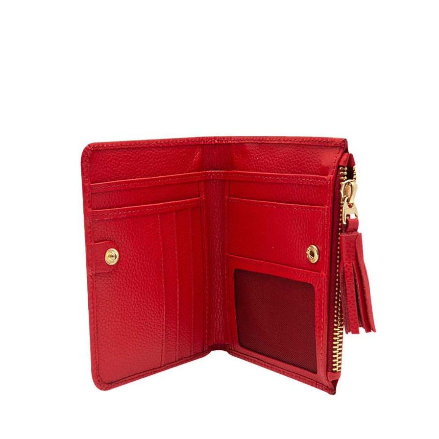 Accessories Bon-Bonite | Intense Red Leather Wallet