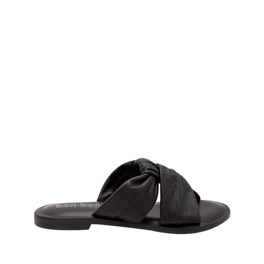 Shoes Bon-Bonite | Black Onyx Leather Mule Sandal