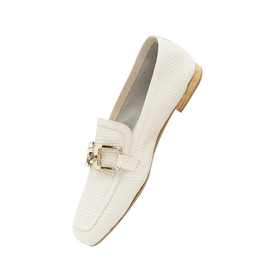 Shoes Bon-Bonite | Cream White Leather Moccasin