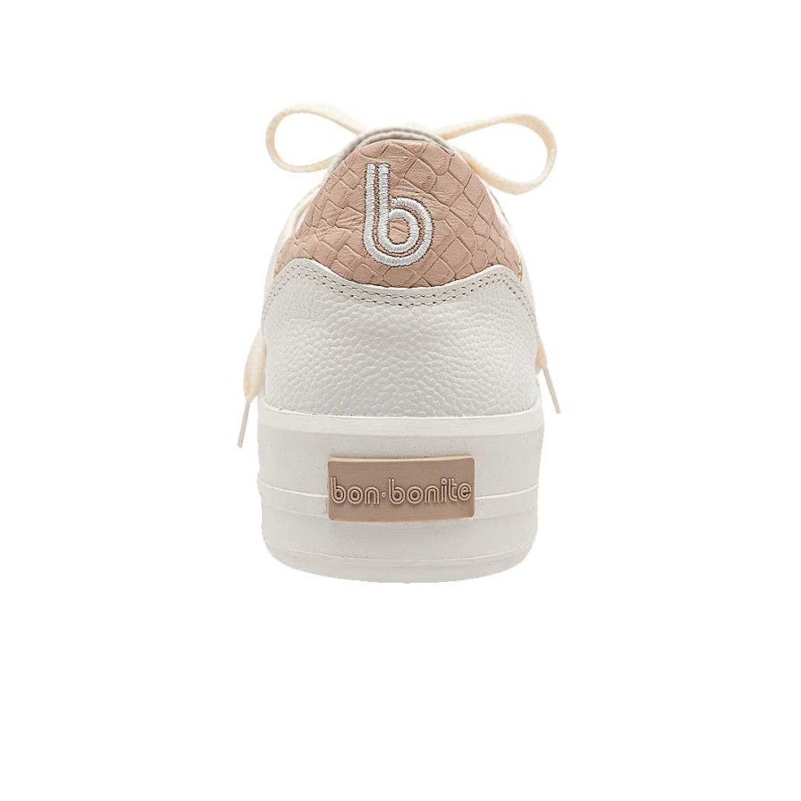 Shoes Bon-Bonite | Oyster White Leather Tennis Shoes