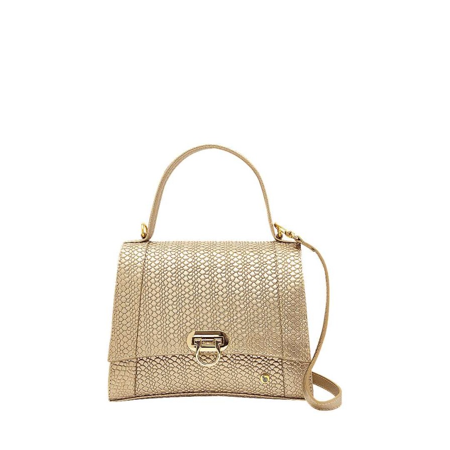 Handbags Bon-Bonite | Hands Free Leather Color Metal Sand