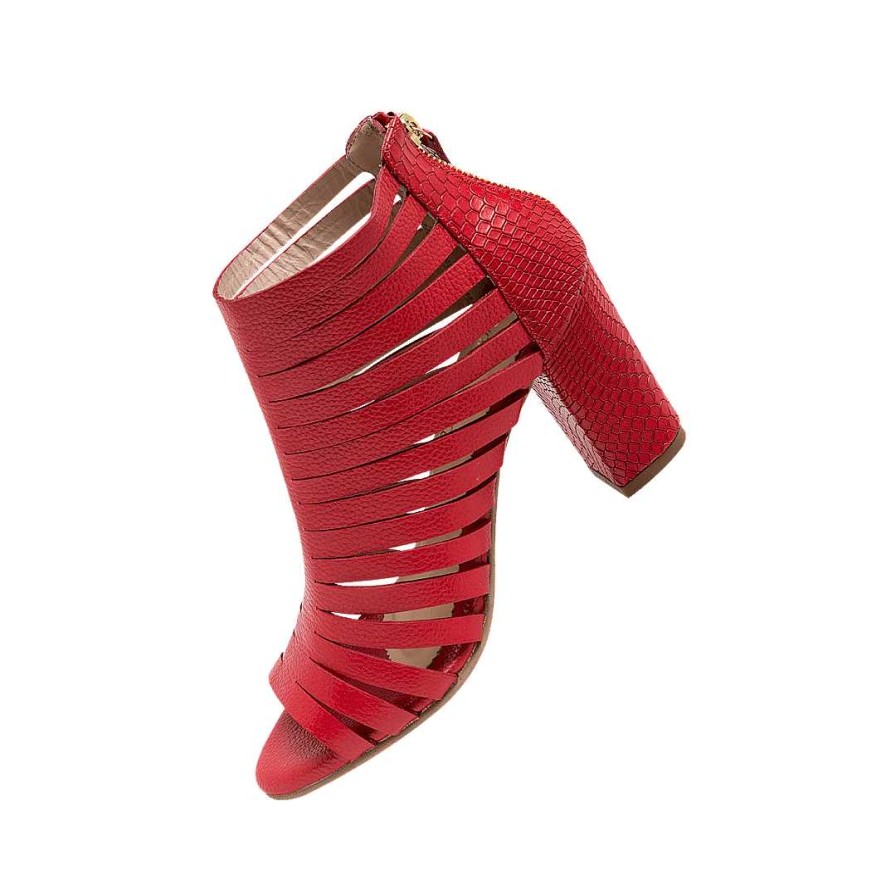 Shoes Bon-Bonite | Heeled Sandal In Achiote Red Leather