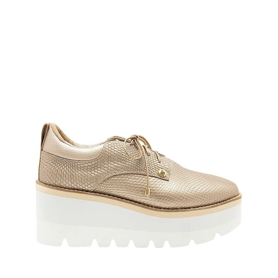 Shoes Bon-Bonite | Sand Metal Color Leather Tie Shoe