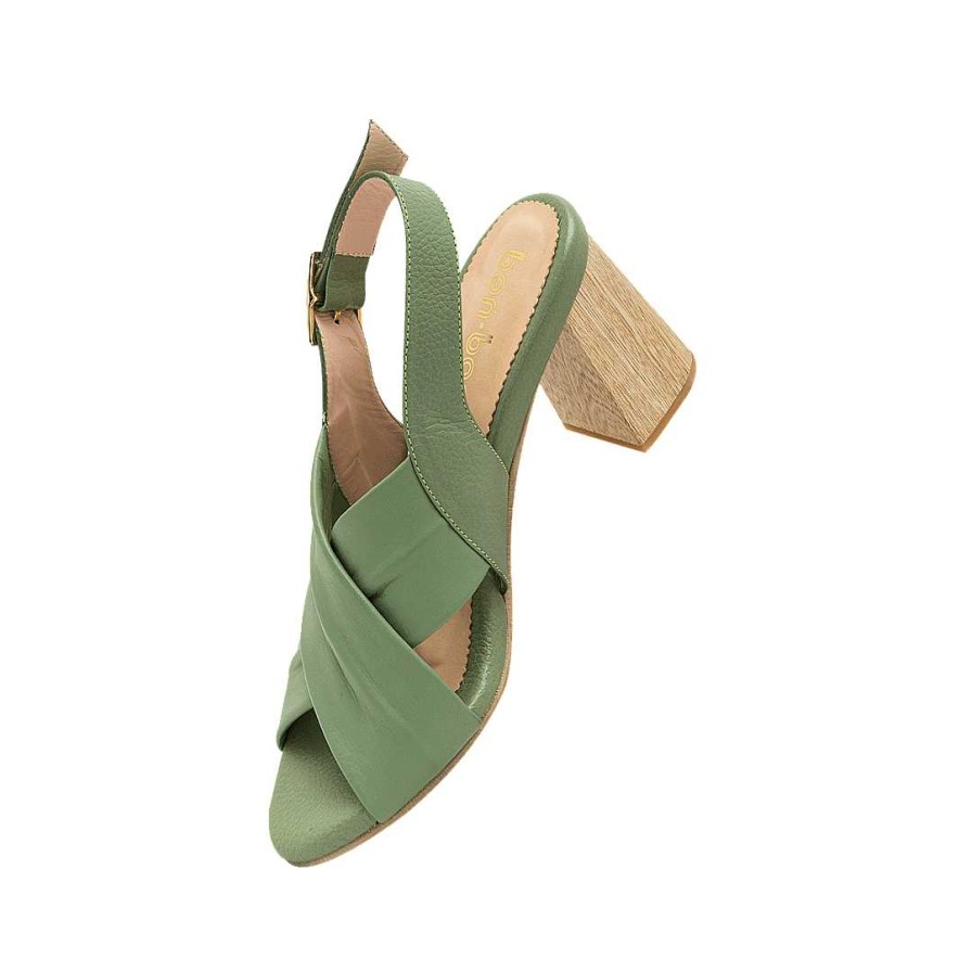 Shoes Bon-Bonite | Sabila Green Leather Heeled Sandal