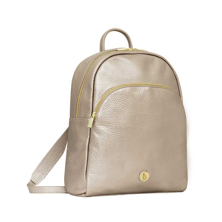 Handbags Bon-Bonite | Sand Metal Color Backpack In Napa Leather