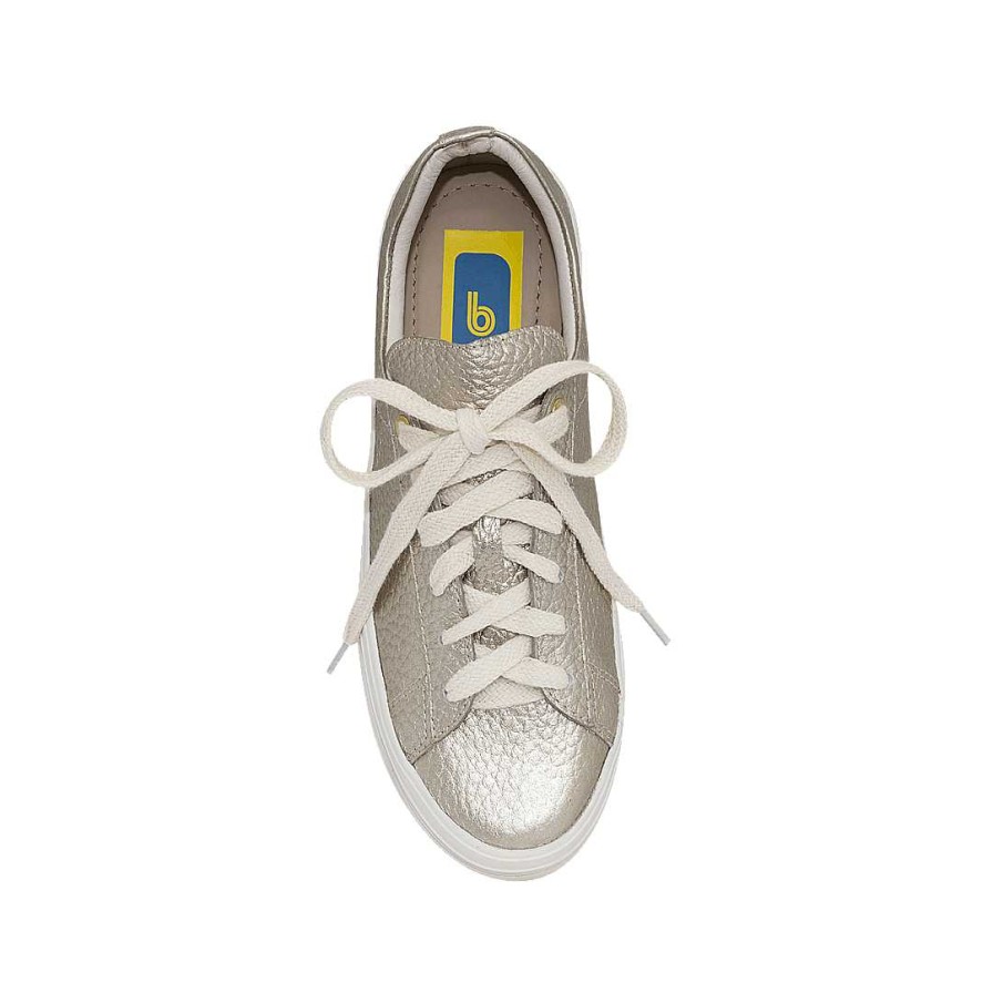 Shoes Bon-Bonite | Classic Platinum Color Leather Tennis Shoes.