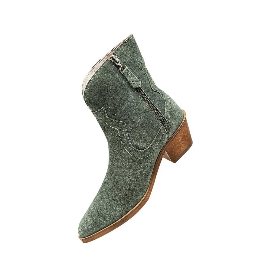 Shoes Bon-Bonite | Moss Green Carnaza Leather Ankle Boot